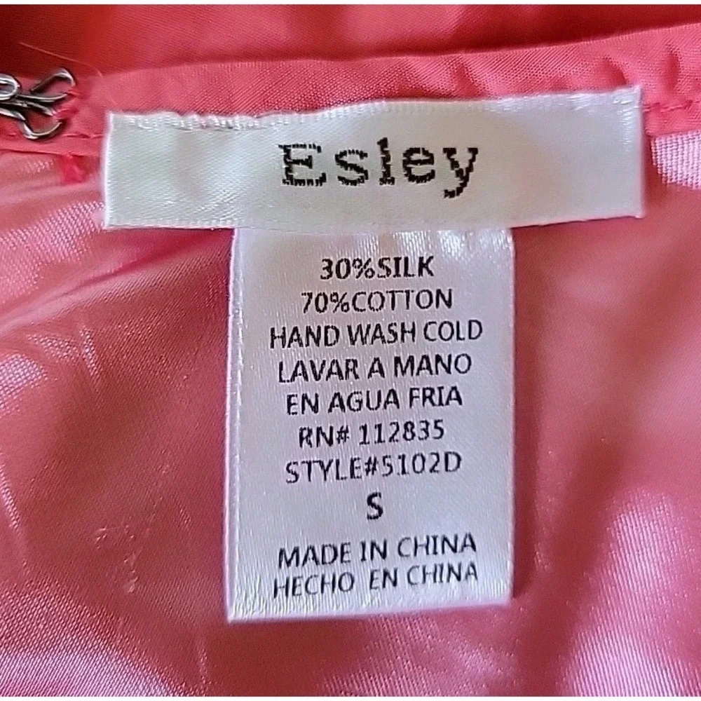 Esley Silk Blend Dress Coral High Neck Chic Cocktail Fairy Feminine Mod Romantic